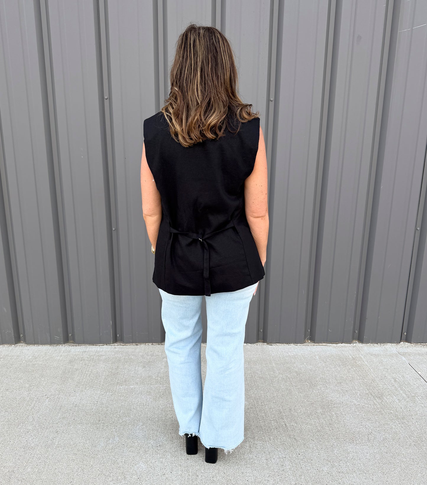 Harper Linen Vest - Black