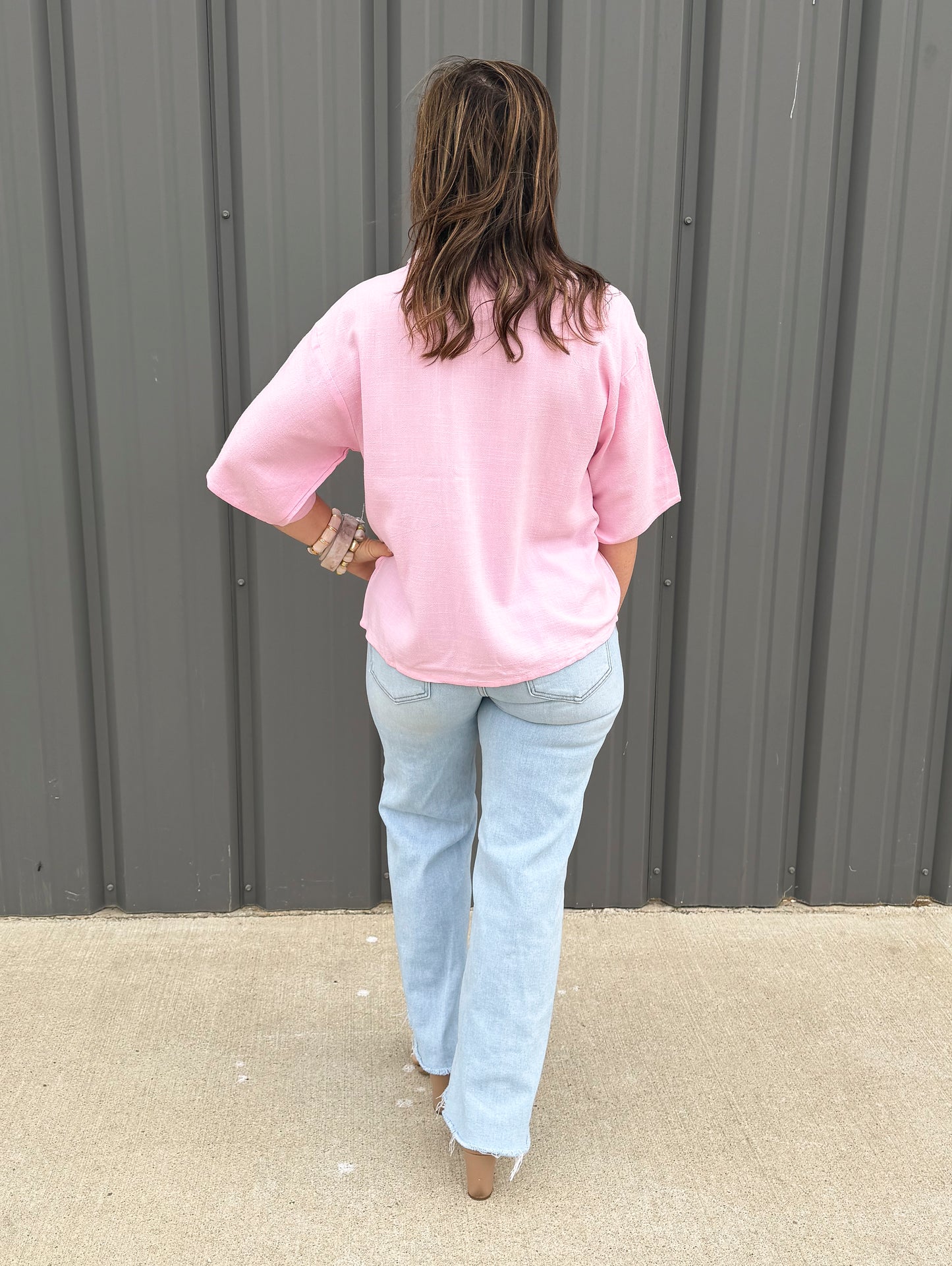 Sweet Peony Crop Button Up
