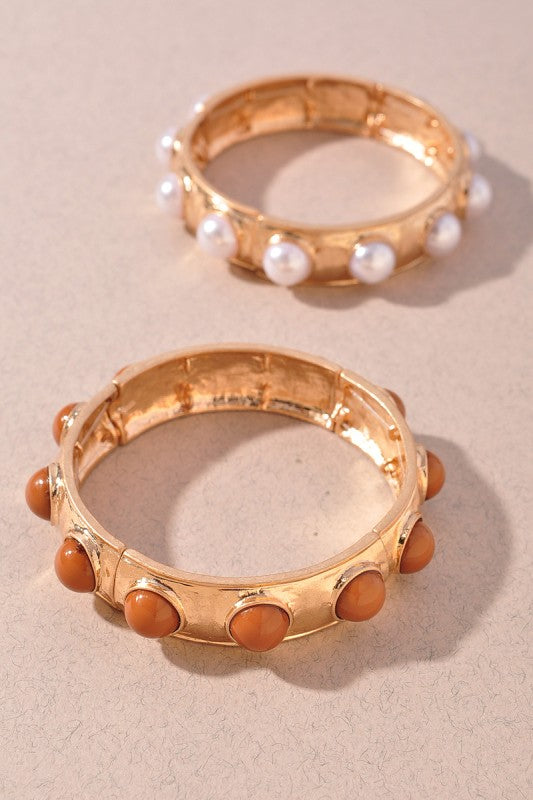 The Camille Pearl Bangle - Mocha