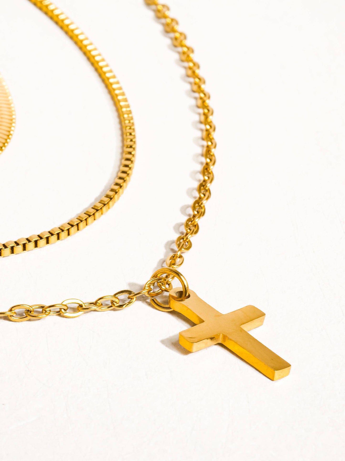 Georgine 18K Gold Non-Tarnish Layered Cross Necklace