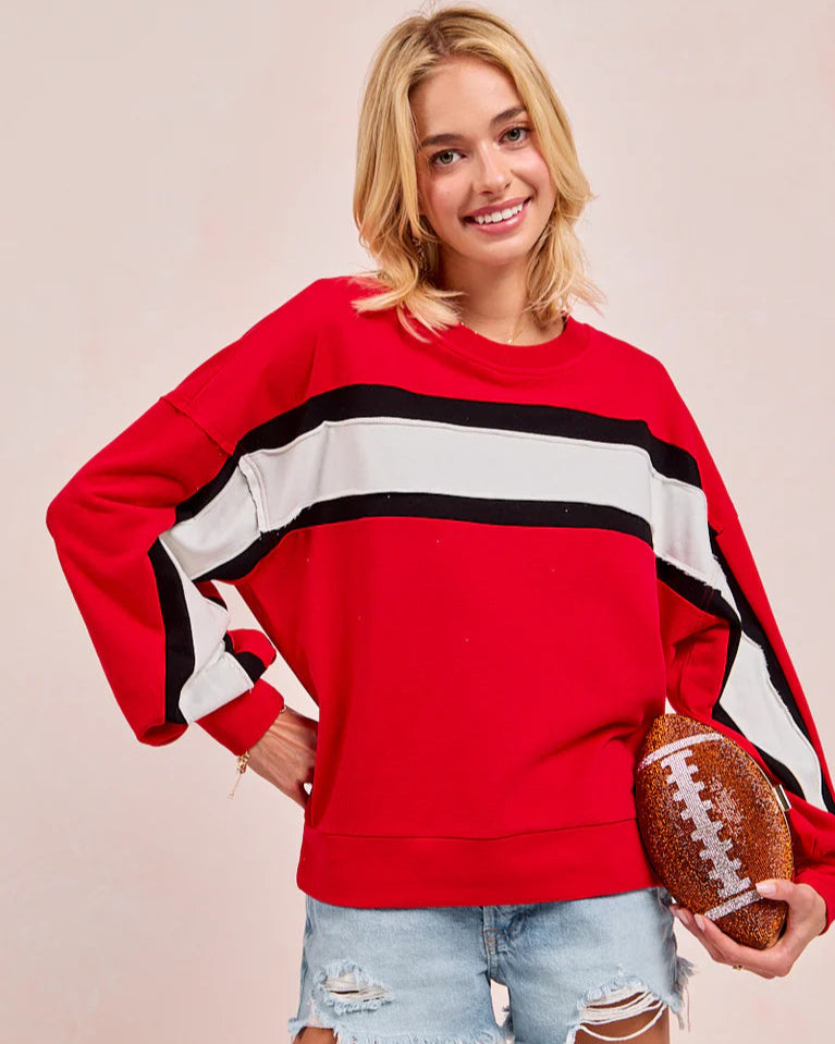 Game Day French Terry Color Block Top