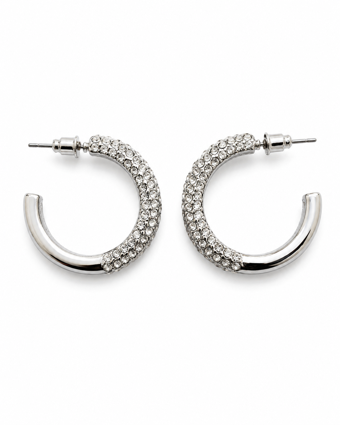 Rhinestone Silver-Hoop