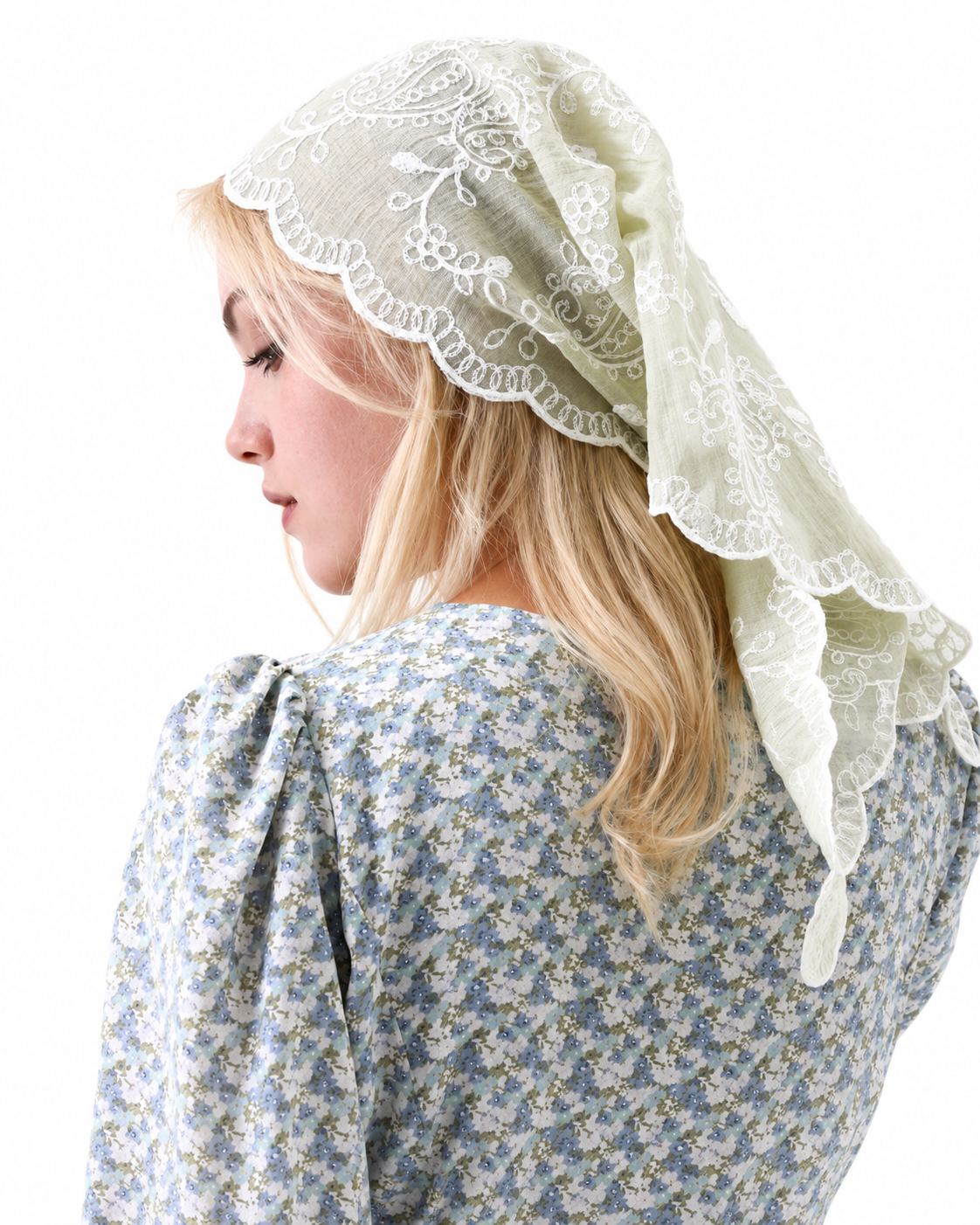 Boho Floral Embroidered Triangle Scarf