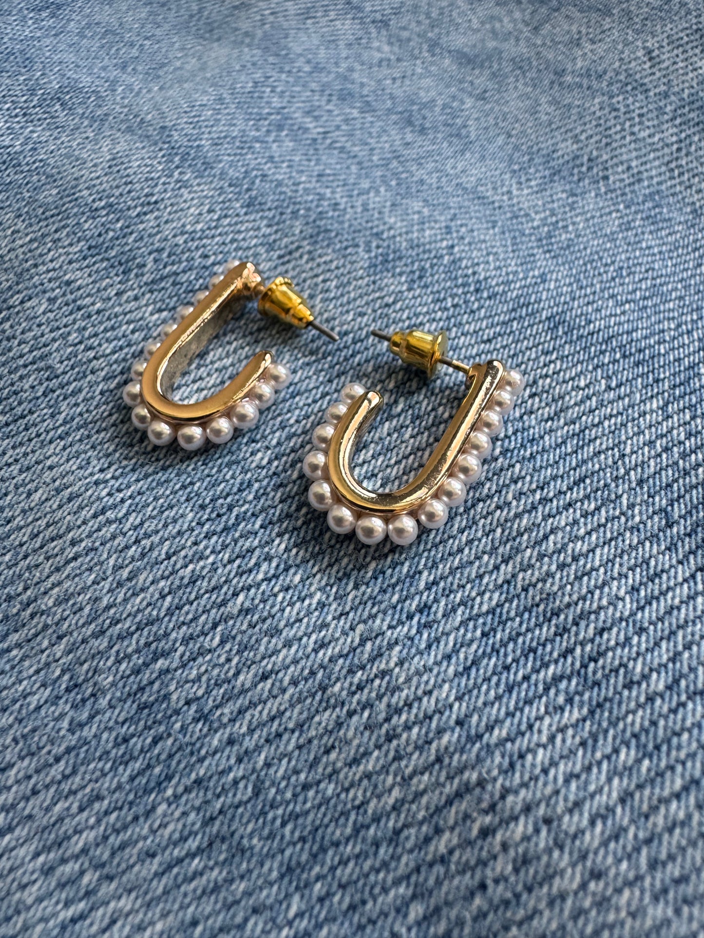 Pearl Modern Drop Earrings-Gold