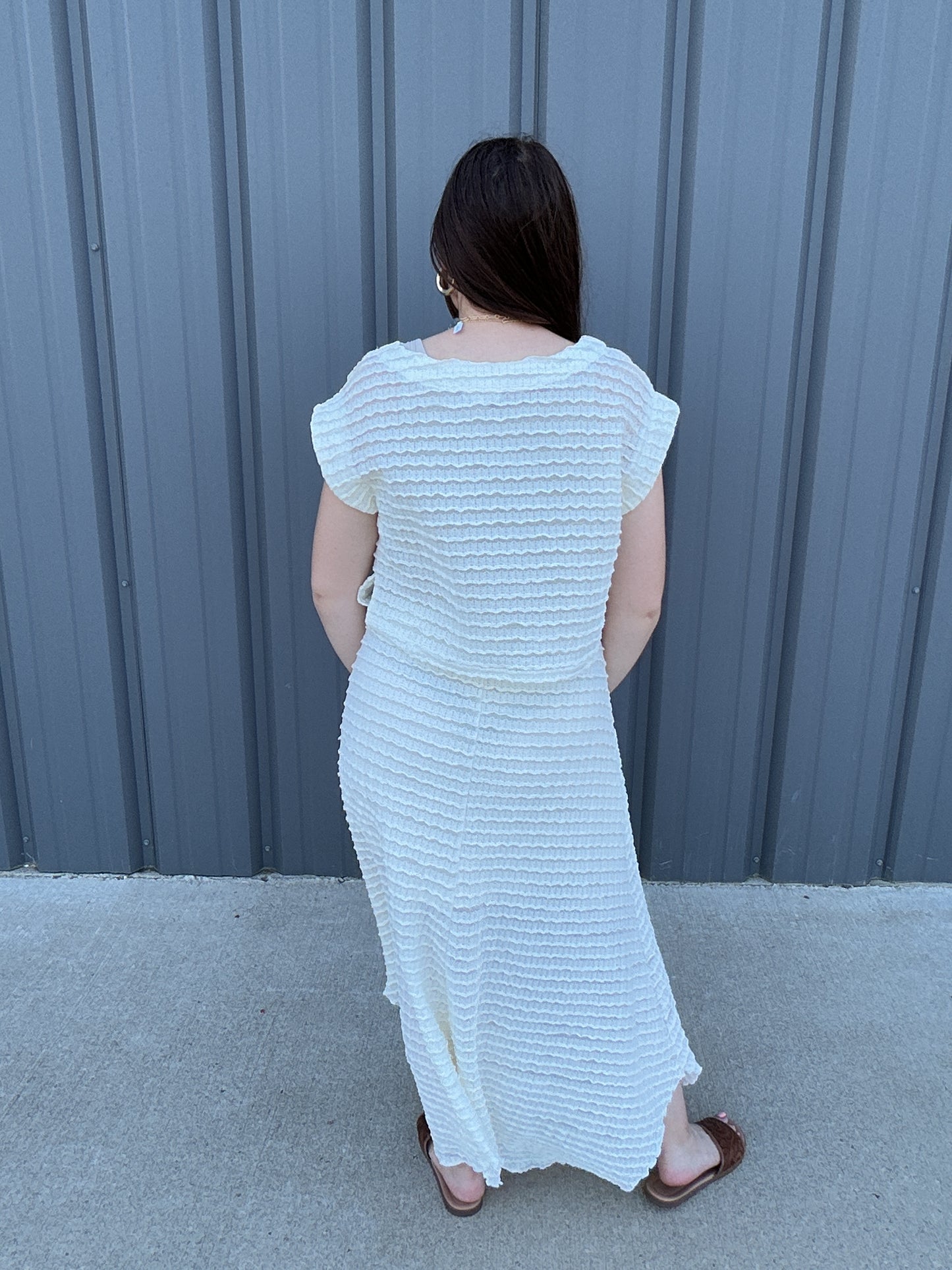Ivory Texture Crop Top