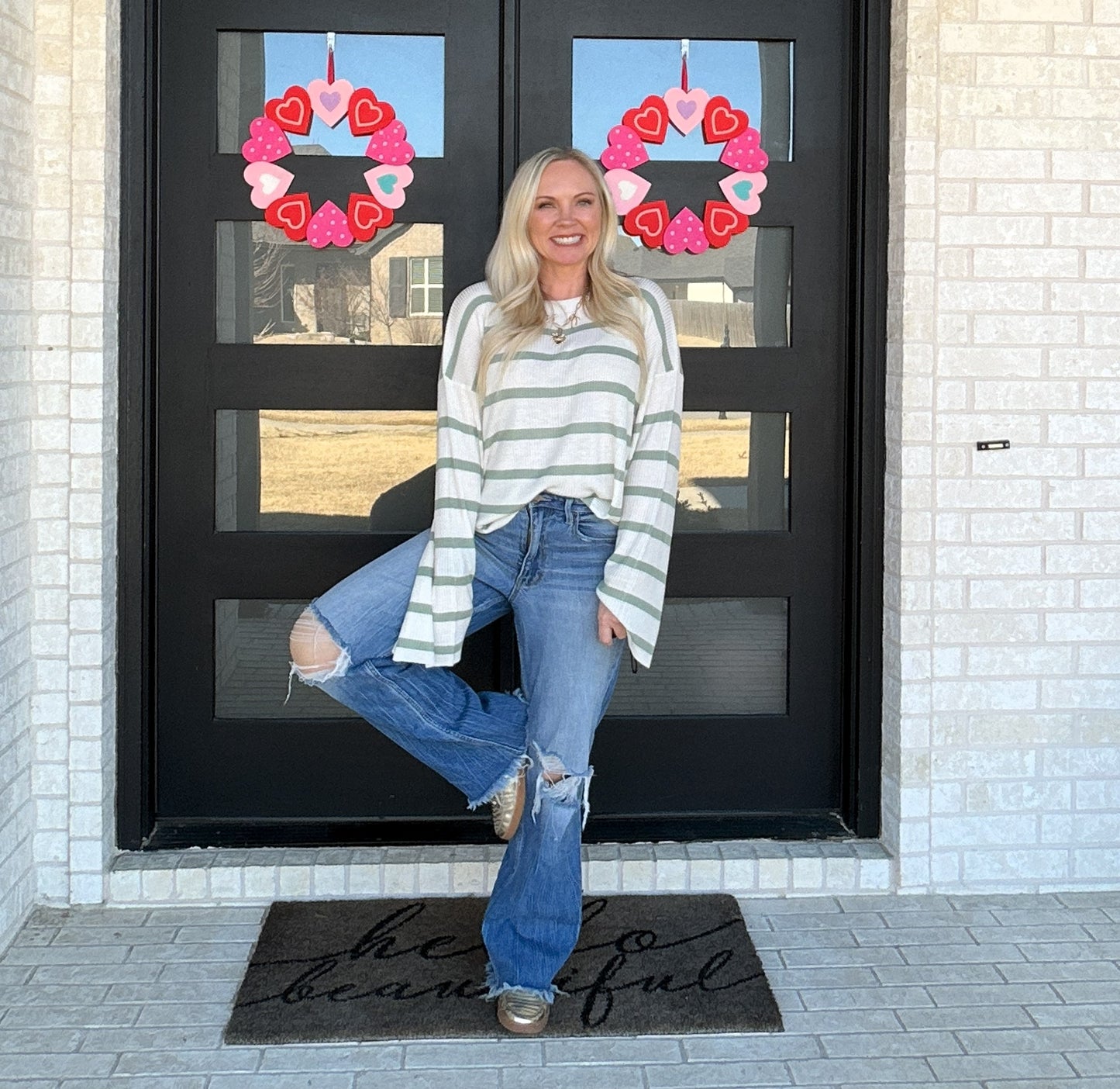 Soft Start Stripe Pullover - Sage