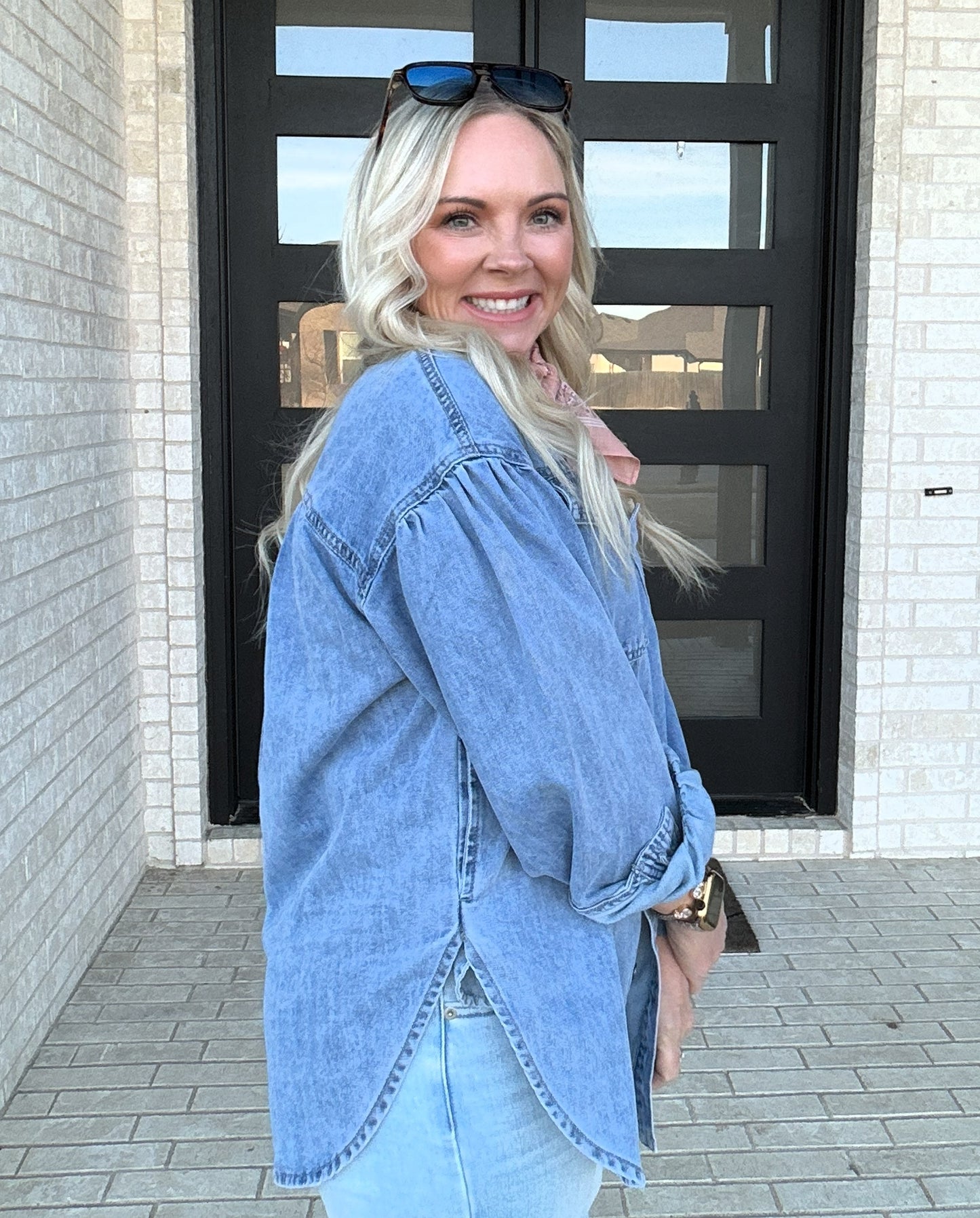 Heart Pocket Denim Button-Up