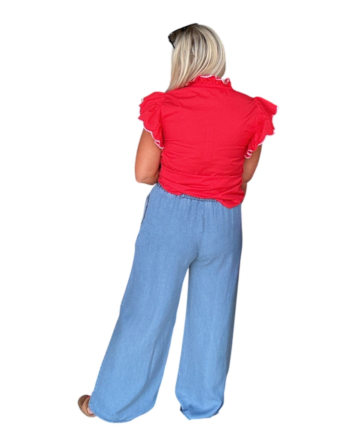 Chambray Wide Leg Pants
