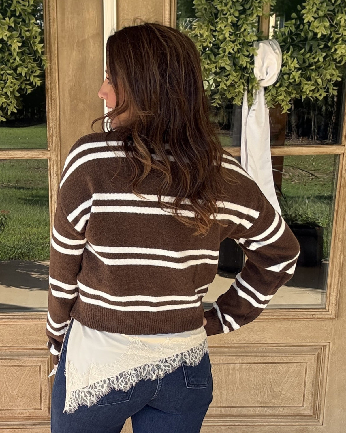 Stripe Right Cardigan - Chocolate