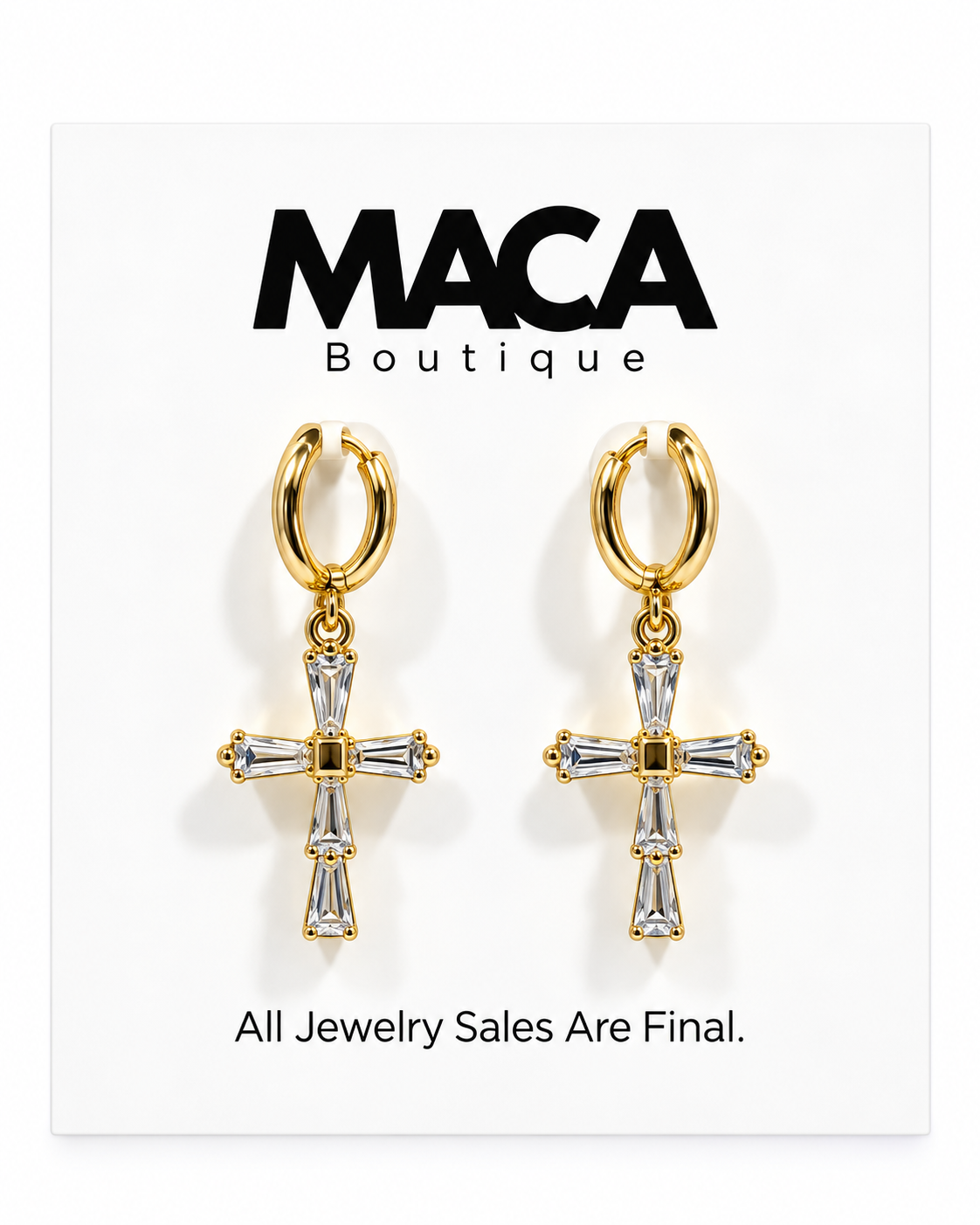 Baguette Cross Earrings