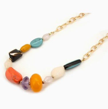 Mixed Stone Bead Chain Necklace