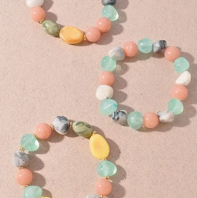 Multi Marble Stone Beaded Bracelet Set