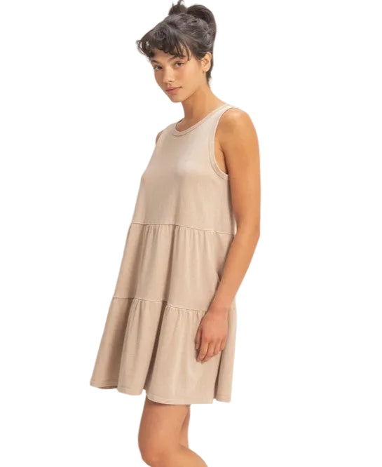 Sleeveless Crewneck Tiered Mini Dress