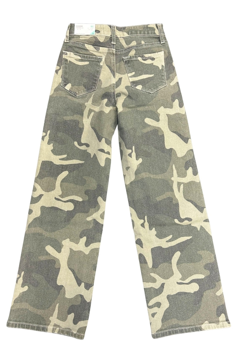 High Rise Camo Wide Leg Jeans