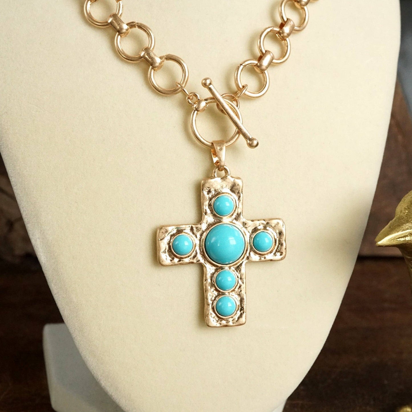 Rustic Radiance Cross Necklace