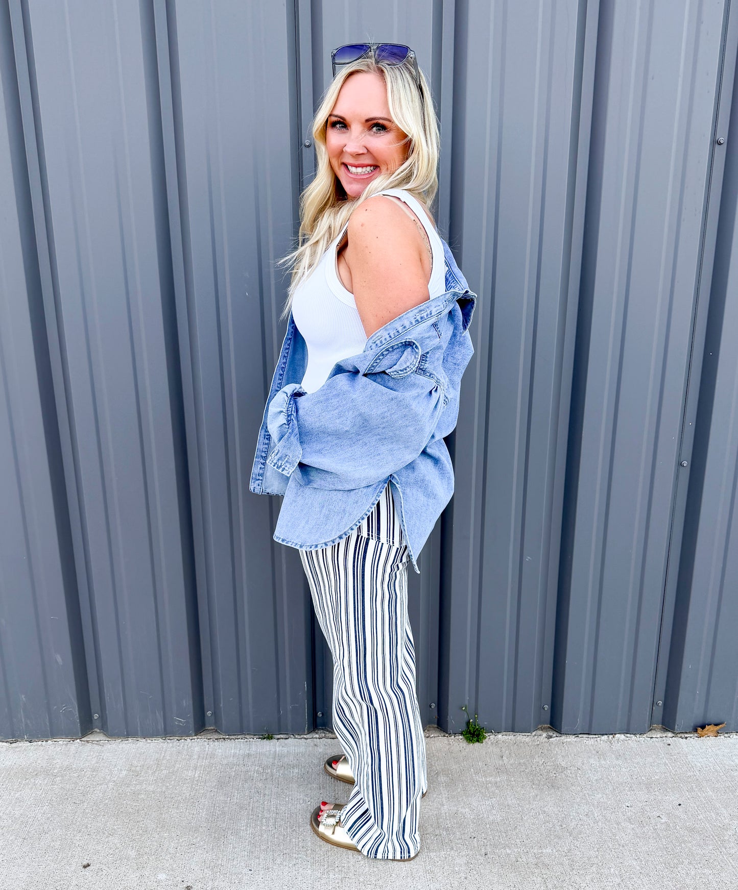 Heritage Stripe High-Rise Jeans