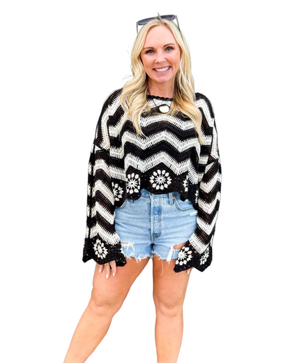 Boardwalk Bloom Crochet Sweater