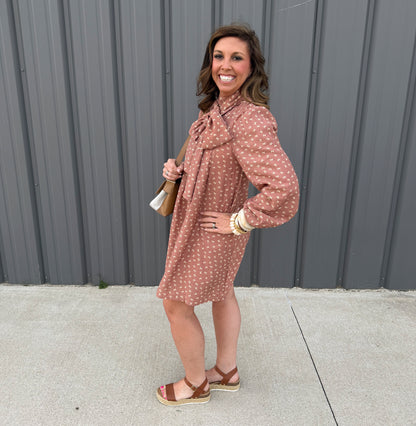 Sunday Stroll Tie-Neck Dress