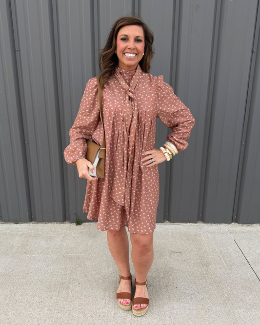 Sunday Stroll Tie-Neck Dress