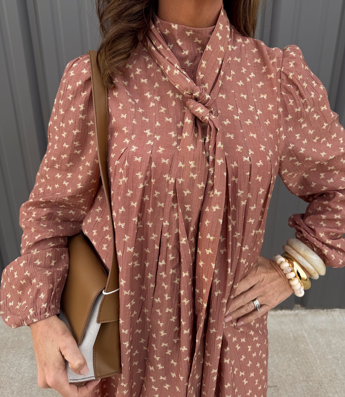 Sunday Stroll Tie-Neck Dress