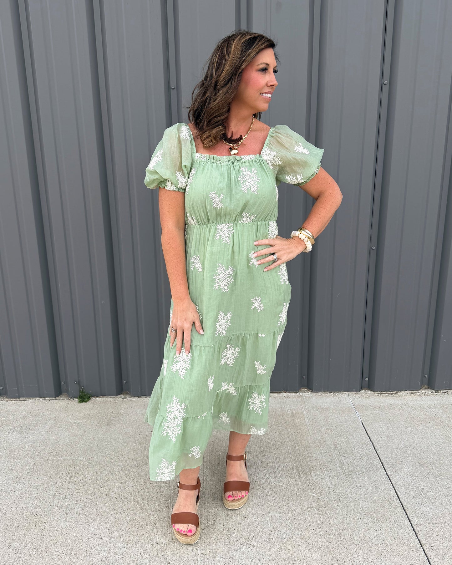 Garden Blessings Embroidered Midi Dress