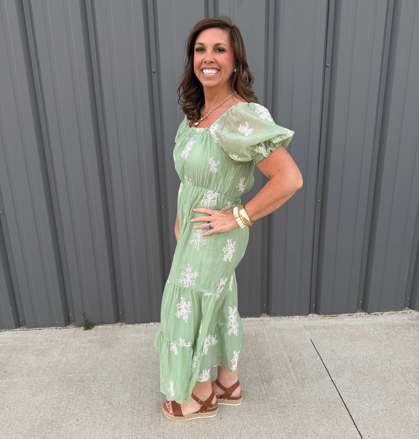 Garden Blessings Embroidered Midi Dress