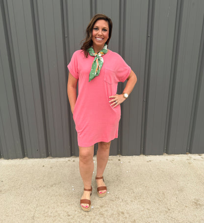 The Classic Cotton Tee Dress - Pink