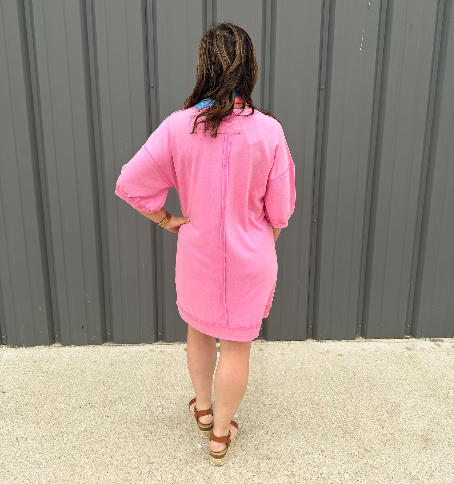 Rosy Raw Hem Dress