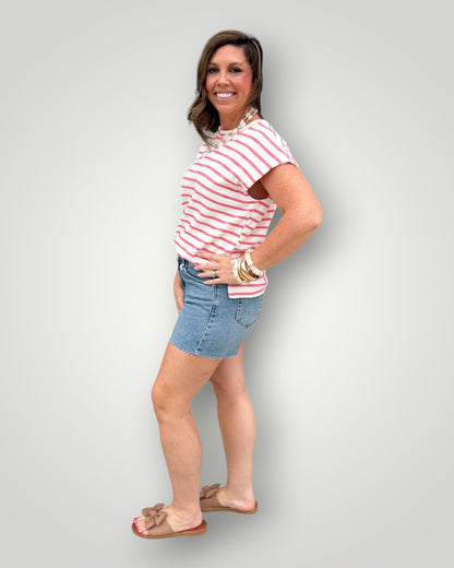 Peony Stripe Terry Tee