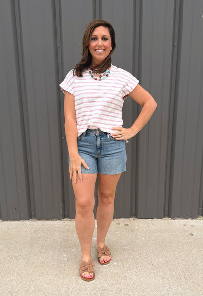 Lilac Stripe Terry Tee