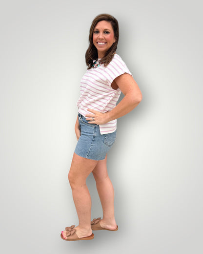 Lilac Stripe Terry Tee