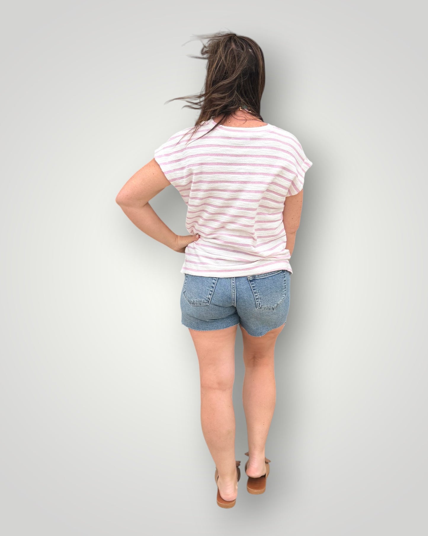 Lilac Stripe Terry Tee