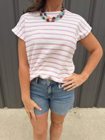 Lilac Stripe Terry Tee