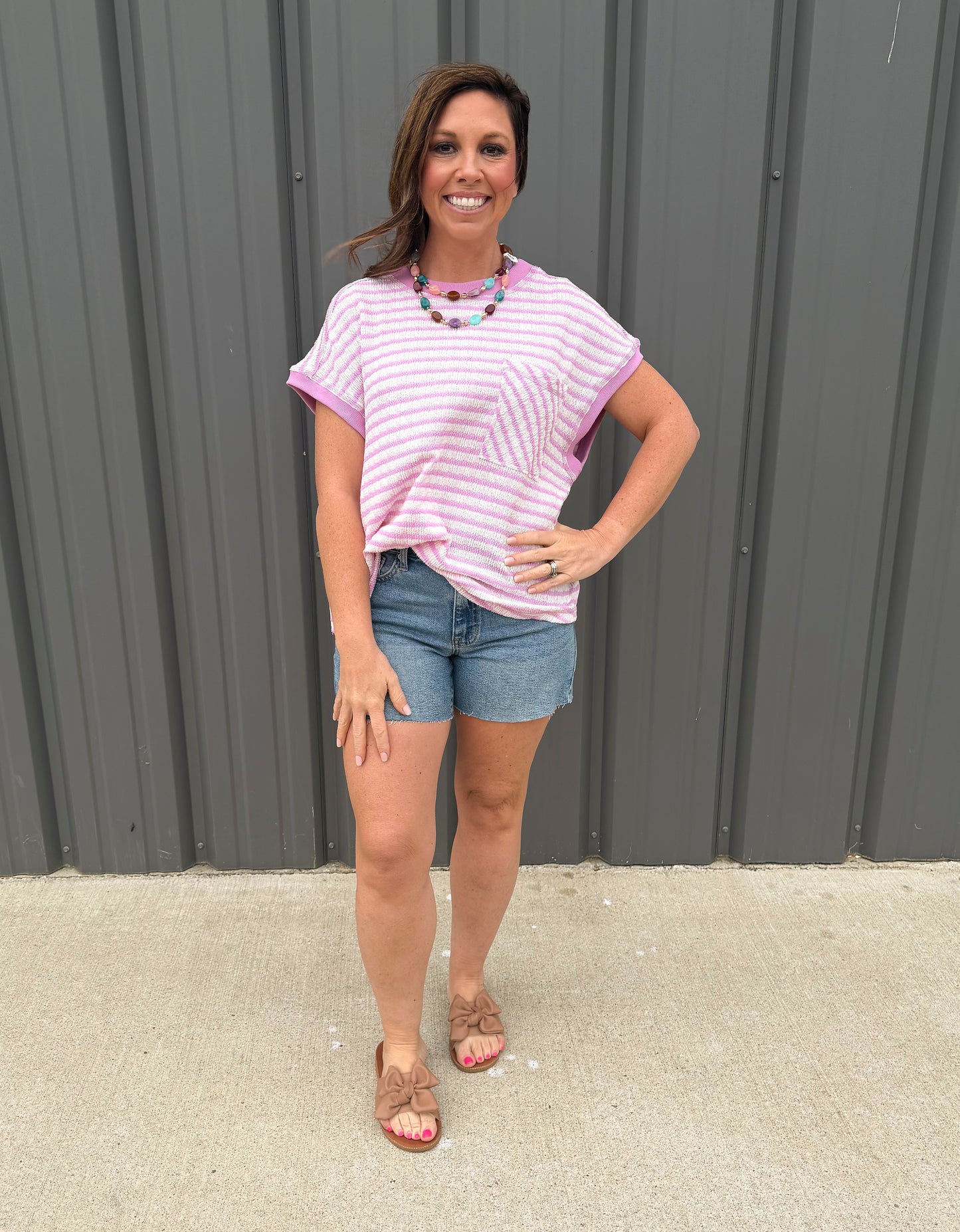 Keyhole Stripe Tee