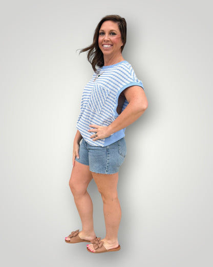 Keyhole Stripe Tee
