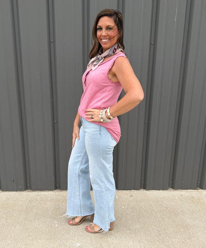 Rosy Soft Edge Henley Tank