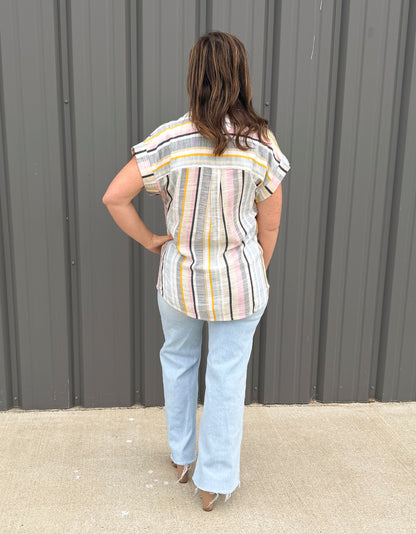 Muted Spring Stripe Button Down