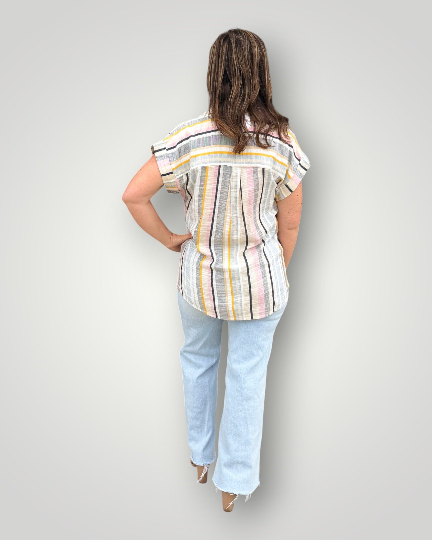 Muted Spring Stripe Button Down