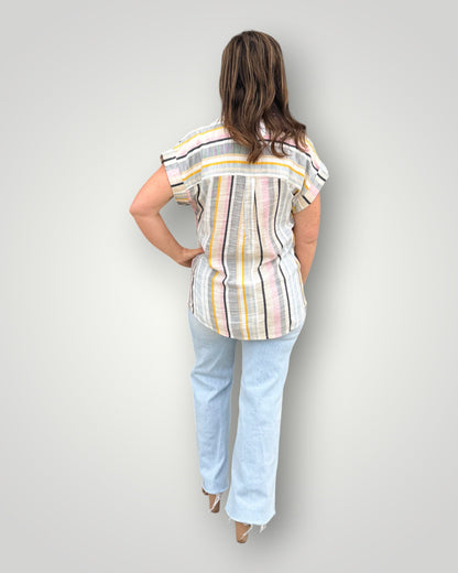 Muted Spring Stripe Button Down