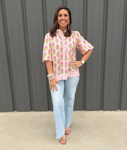 Pink Blossom Ruffle Blouse