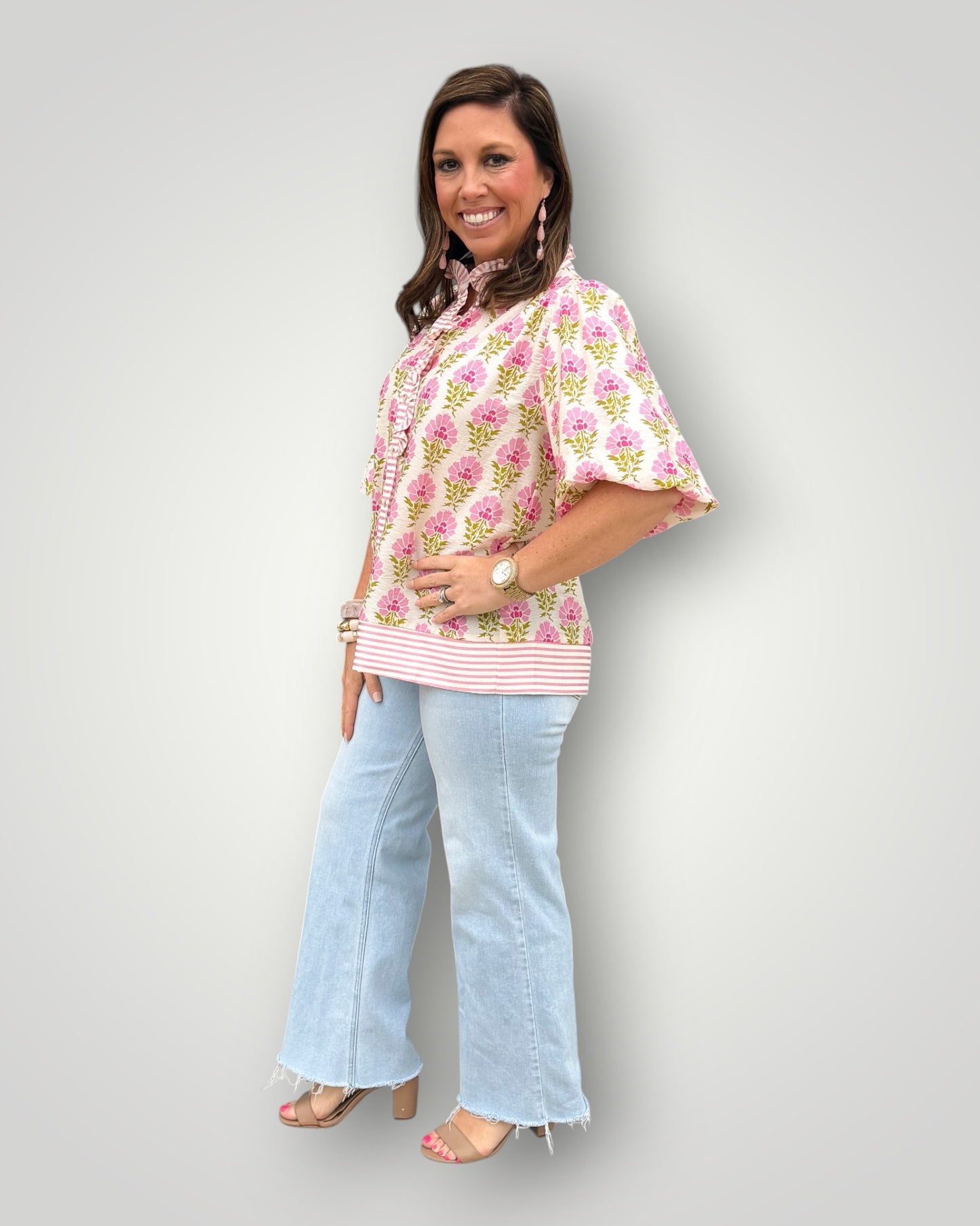 Pink Blossom Ruffle Blouse