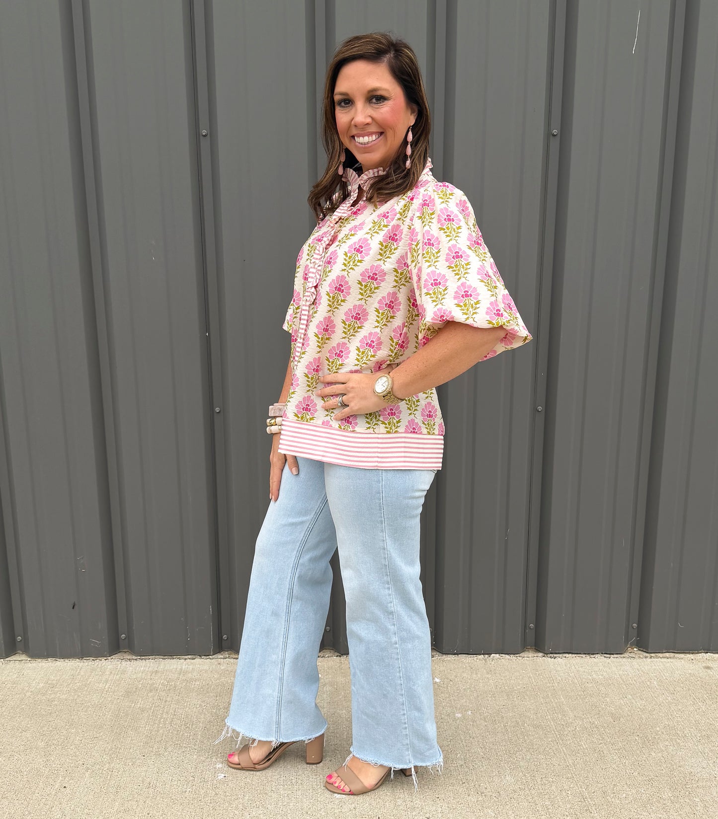 Pink Blossom Ruffle Blouse