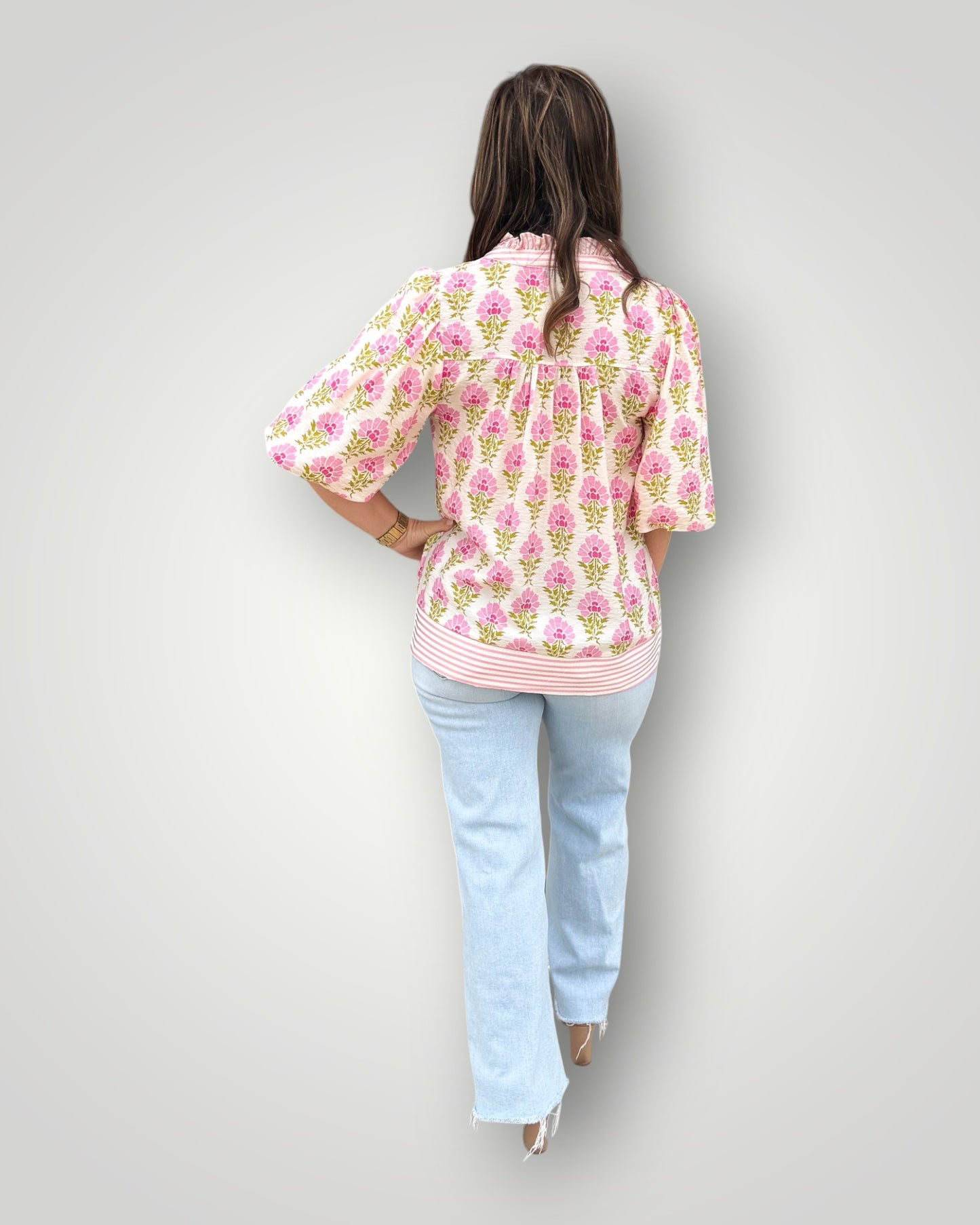 Pink Blossom Ruffle Blouse