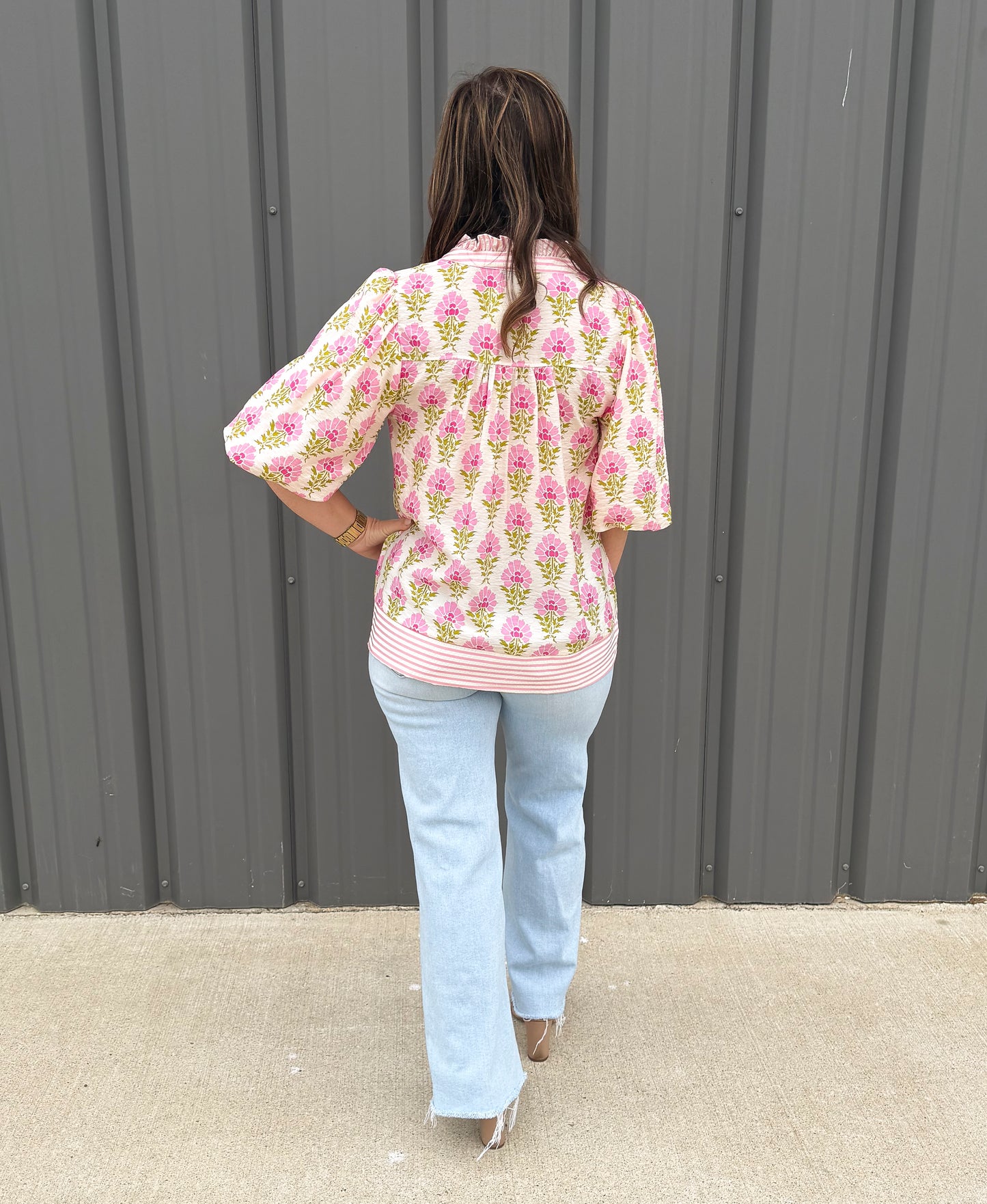 Pink Blossom Ruffle Blouse