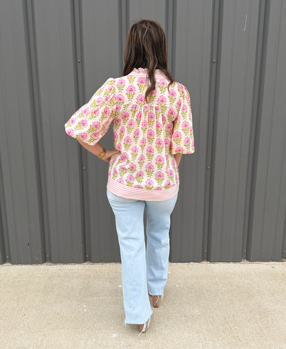 Pink Blossom Ruffle Blouse