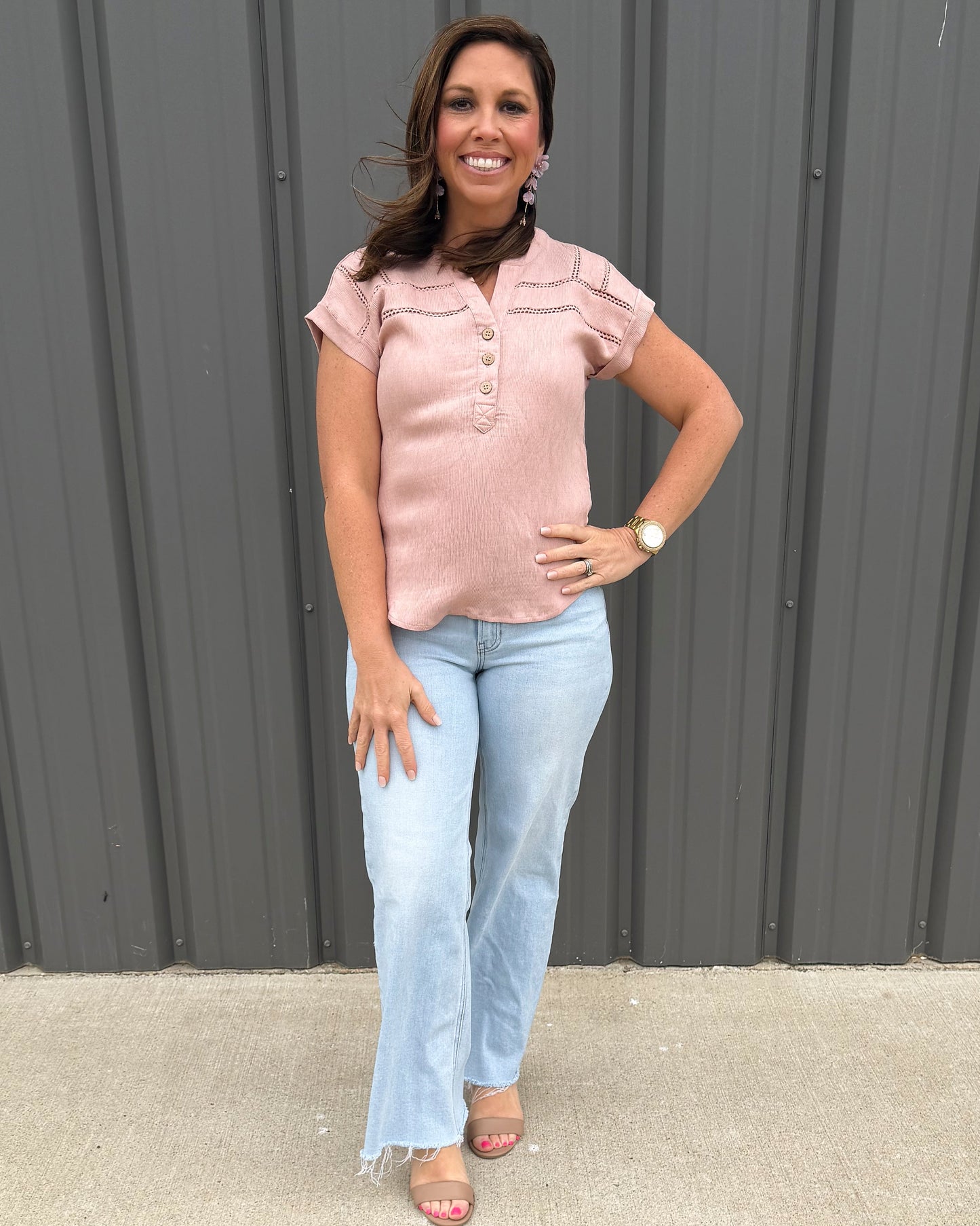 Dusty Rose Henley Top