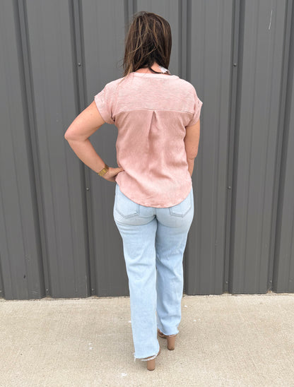 Dusty Rose Henley Top
