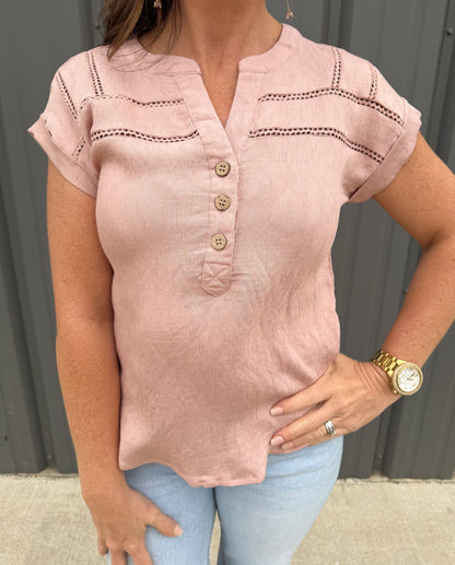 Dusty Rose Henley Top