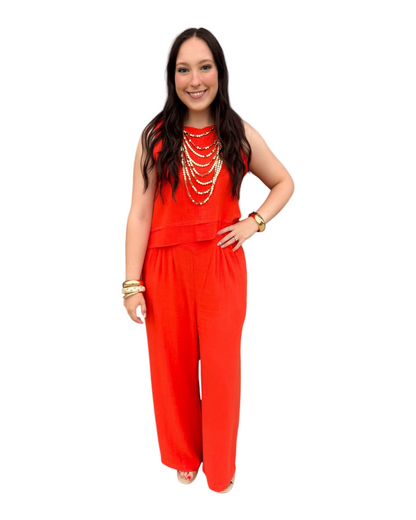 Sunset Orange Wide-Leg Set