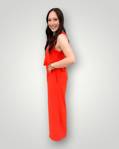 Sunset Orange Wide-Leg Set